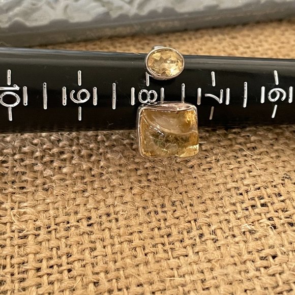 Chalisa Sterling Silver Raw/Polished Citrine Two-stone Ring - Picture 3 of 5